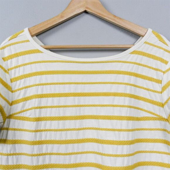Old Navy Embroidered Striped Button Back Knit Top Size S Yellow Cream Tee - Picture 10 of 10